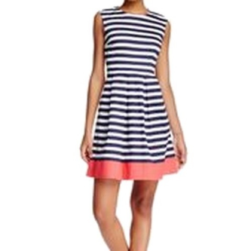 Sandra Darren Striped Fit and Flare Dress